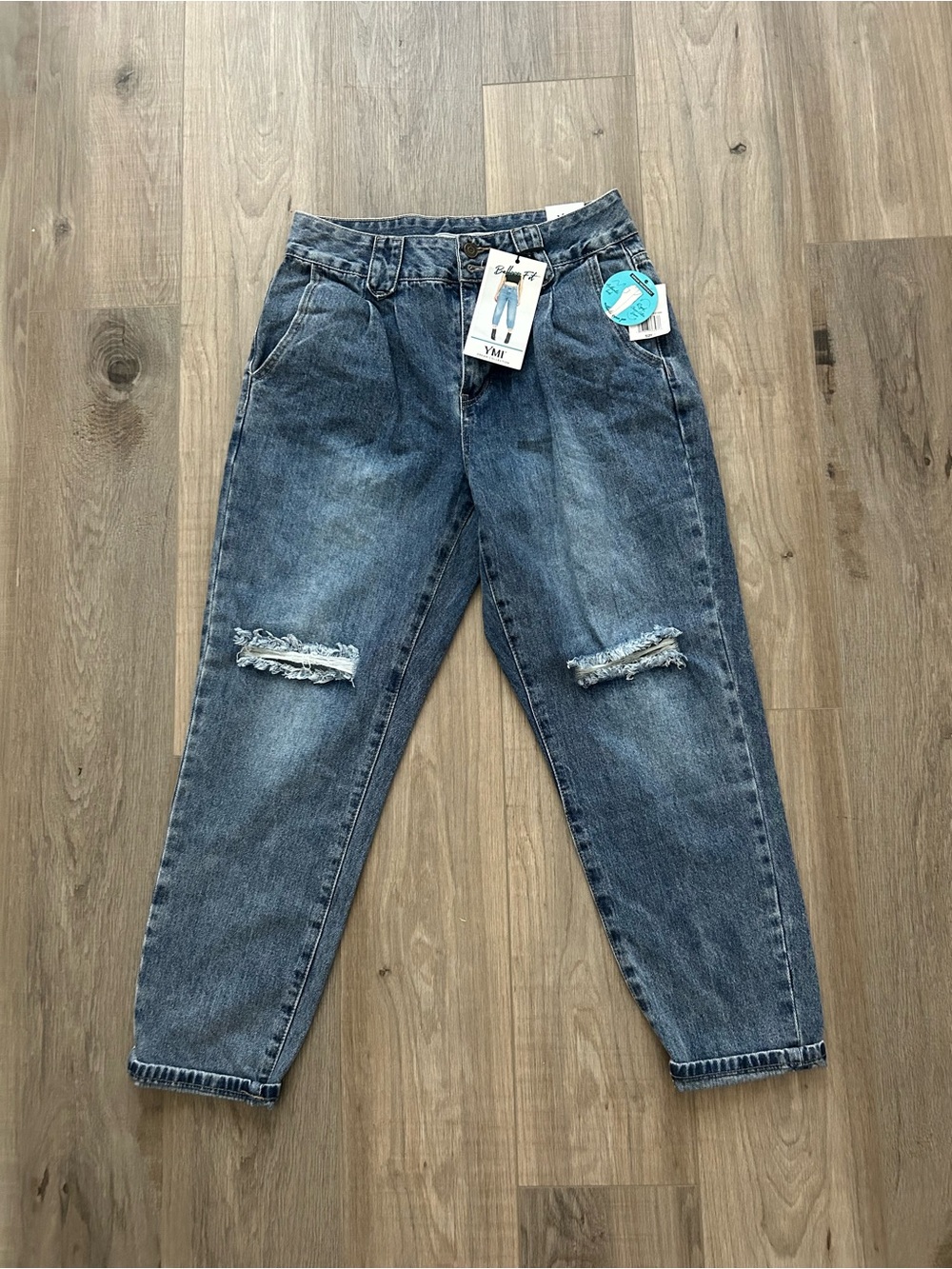 YMI Women's Relaxed Distressed Blue Jeans